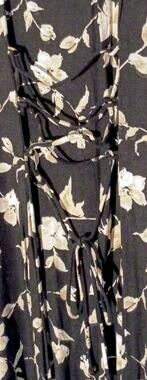 Black Short Summer Dress with White & Beige Flowers